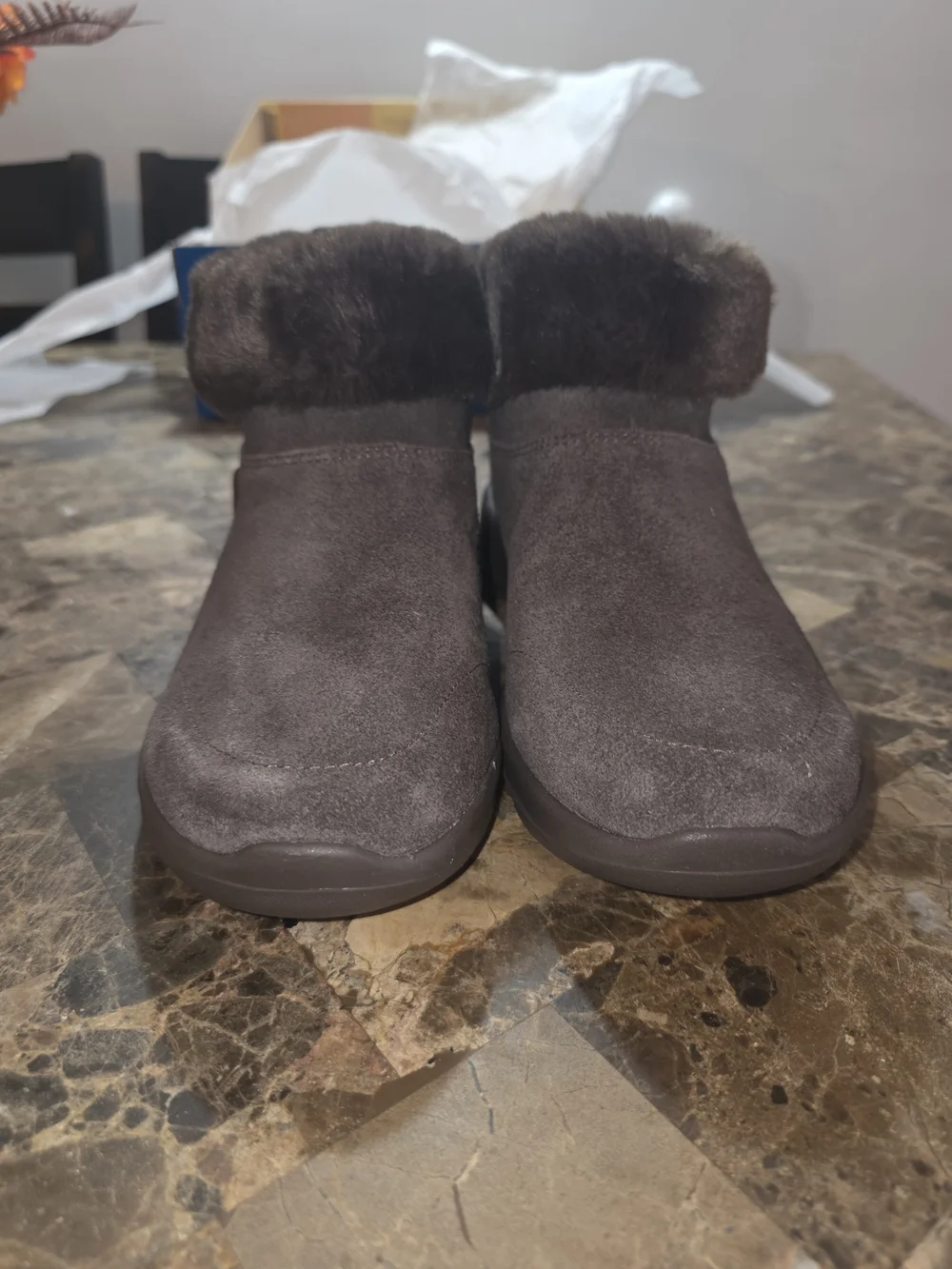 Skechers Women's Dark Brown Faux Fur Ankle Bootie